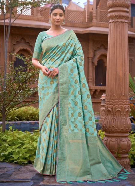 Firozi Colour MAANYASRI 4900 Monjolika New Latest Banarasi Silk Saree Collection 4905